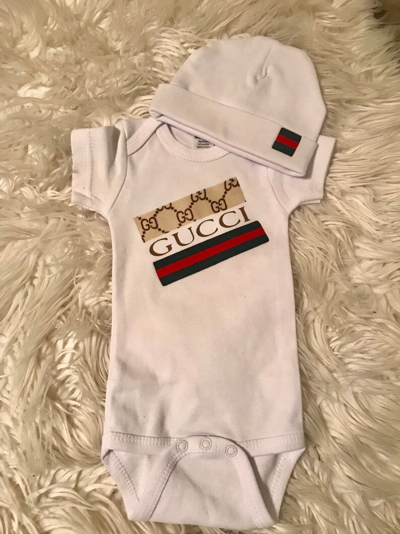 Custom Made Unisex Gucci Onesie and Beanie Set/Newborn Coming Etsy