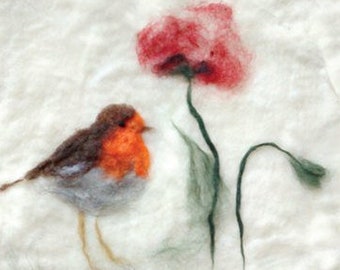 Tier-Postkarten-Set aus 3 Postkarten  "Rotkehlchen und Mohn", "Kohlmeise" und "Blaumeise"