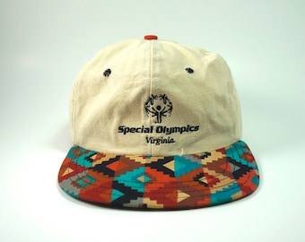 Vintage Aztec Special Olympics Dad Hat || Virginia Baseball Cap || 90s Two Tone Hat || Low Profile