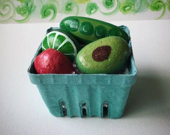 Fruit Basket Hand Painted Stones