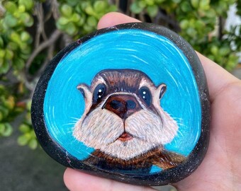 Curious Otter Hand Painted Stone