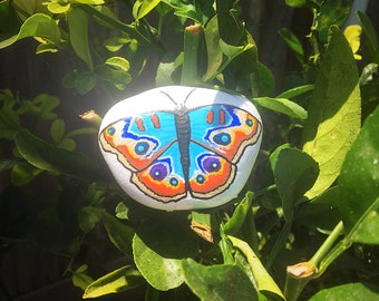 Buckeye Butterfly Hand Painted Stone