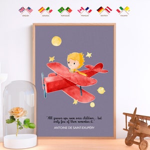 Der kleine Prinz, Personalisierte Illustration, Motivierender Spruch, Der kleine Prinz, Inspirierendes Poster, Geburtstagsgeschenk für Baby, Saint-Exupéry
