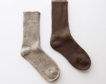 Organic 100% yak wool rib bed socks