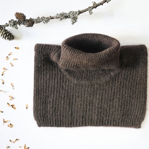 Yak down kids roll neck scarf - dark choco