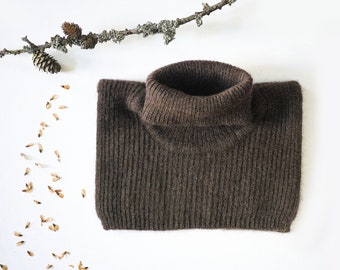 Yak down kids roll neck scarf - dark choco