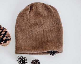 Pure camel wool beanie - brown