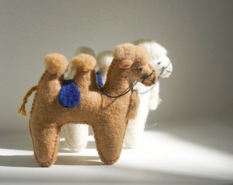 Felted wool camel toy decoration