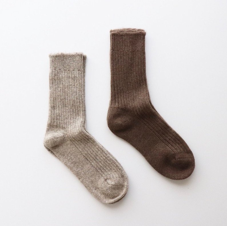 Organic 100% yak wool rib bed socks image 1