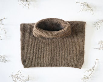 Yak down kids roll neck scarf - earth brown