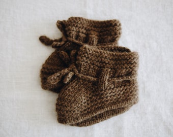 Yak wool baby booties - earth brown