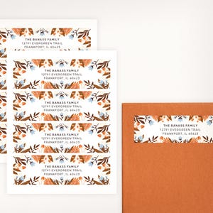 Personalized Return Address Labels | Autumn Florals | Fall | Leaves | Custom Address Labels | 32 Labels