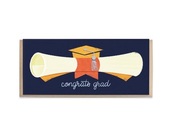 Congrats Grad Greeting Card - Illustrated | Graduation | Congrats | Diploma | Celebrate | Love and Friendship