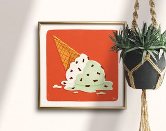 Digital Download | Ice Cream Spill - Art Print | Wall Art | Home Decor | Kitchen Decor | Food Art | Dessert | Foodie Art