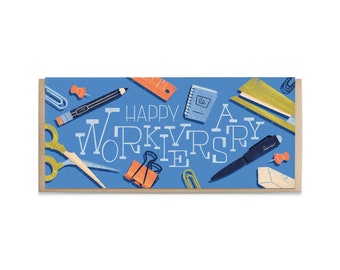 Happy Workiversary Greeting Card - Illustrated | Work Anniversary| Job | Celebrate | Just Because and Everyday