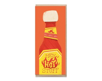 Hot Stuff Greeting Card - Illustrated | Hot Sauce | Spicy | Love | Anniversary | Valentine's Day