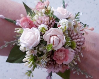 Luxury Dusky Pink Faux Flower Corsage Set: Boutonniere & Hair Comb Also Available Matching