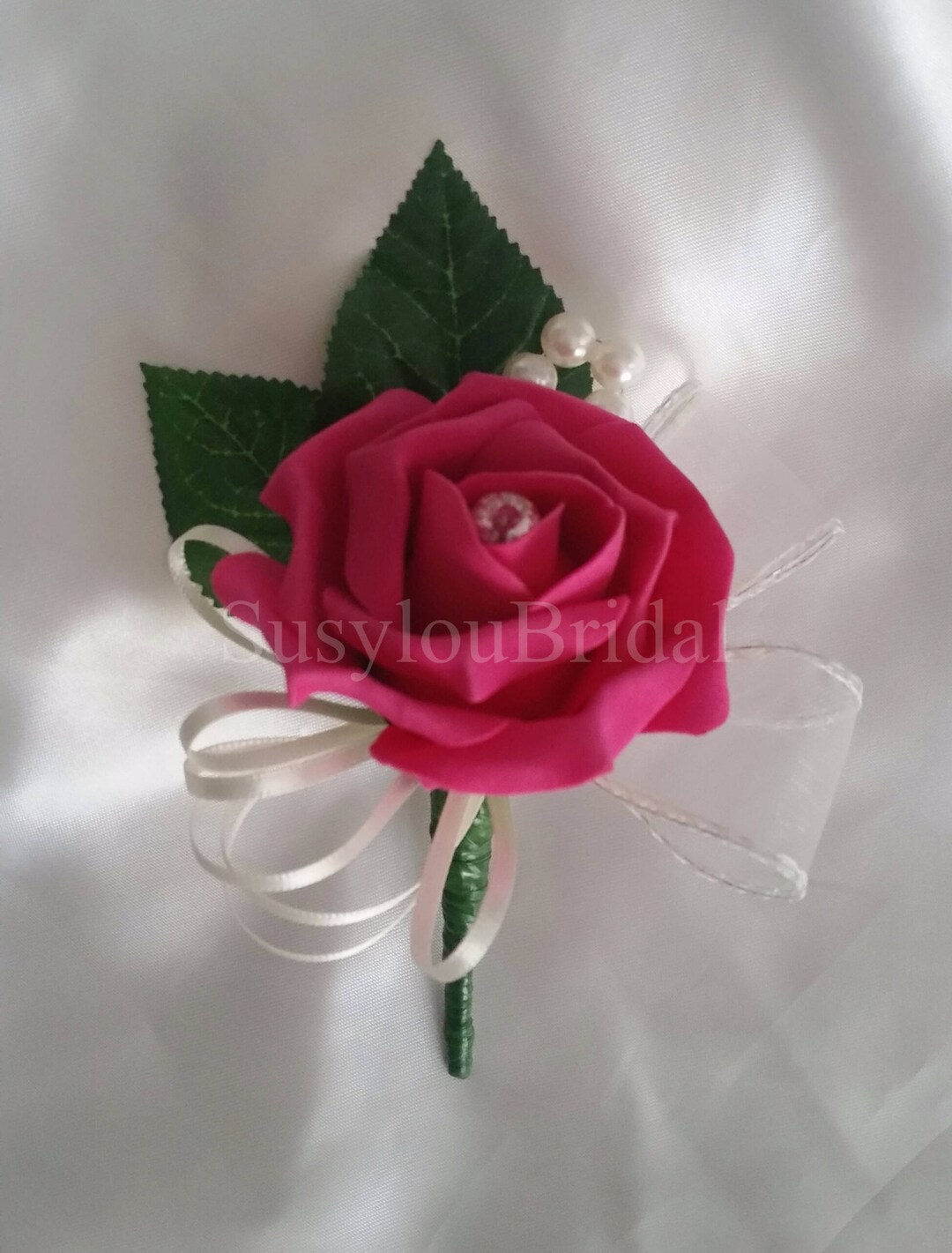 Spray Roses Buttonhole Wedding Rose Buttonhole (various Colours) With Bead Spray and Faux Rose ...
