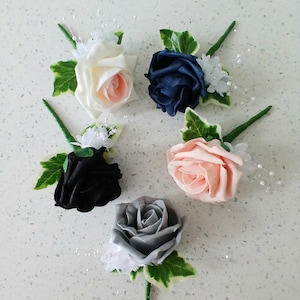 Rose Buttonholes In Various Colours- Single Rose Ideal For All Your Wedding Guests