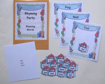 Teacher Made Literacy Center Educational Learning Resource Game Rhyming Words