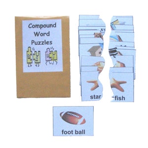 Educational Literacy Center Vocabulary Resource Game Compound Word Puzzles