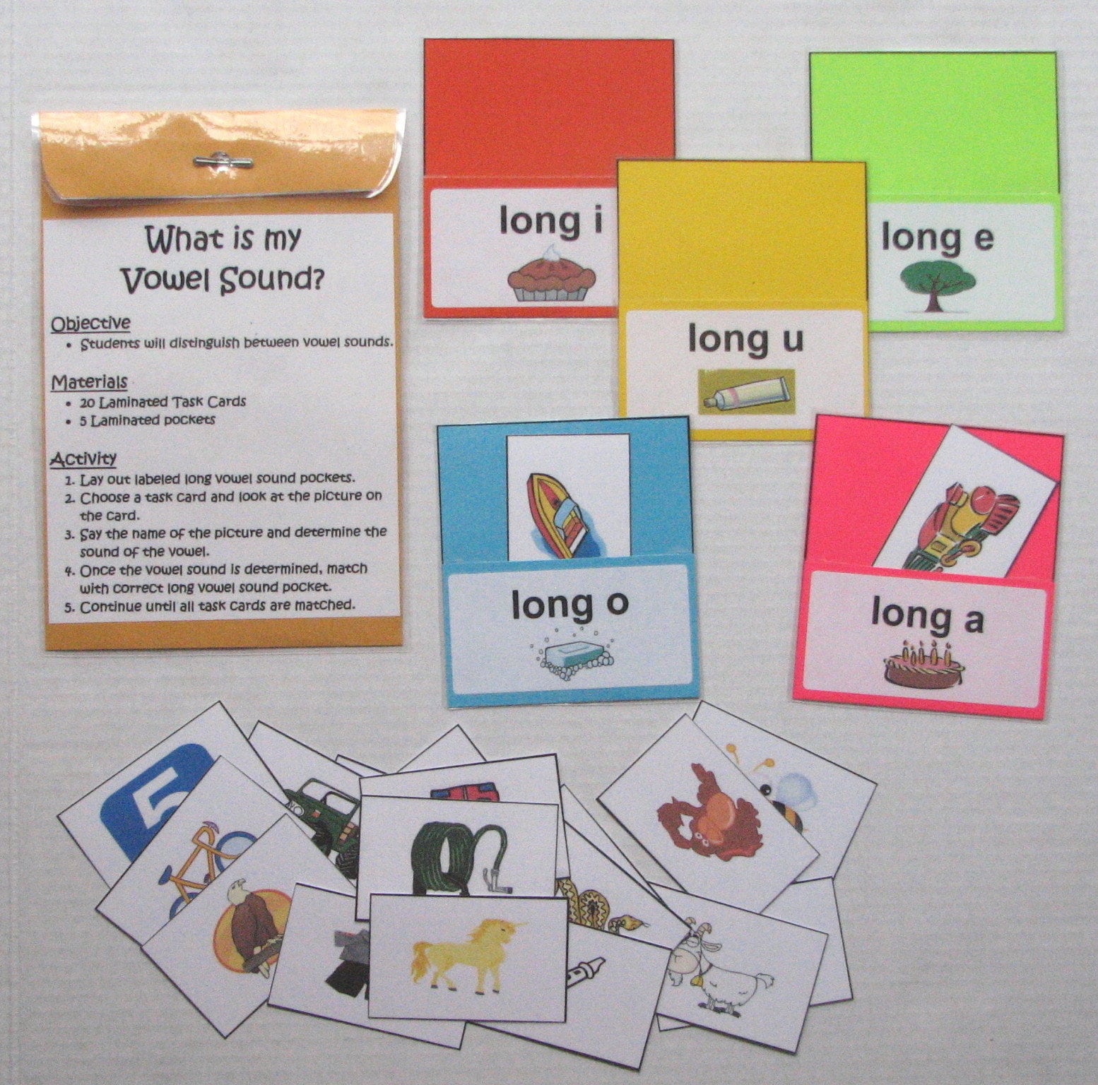 Educational Literacy Center Phonics Resource Learning Game Long Vowel ...