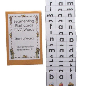 Educational Literacy Center Segmenting Flashcards Short Vowel a CVC Words