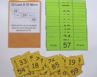 Educational Math Center Learning Resource Game Ten Less & Ten More