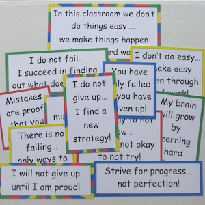 12 Educational Resource Growth Mindset Anchor Chart Bullentin Board Posters