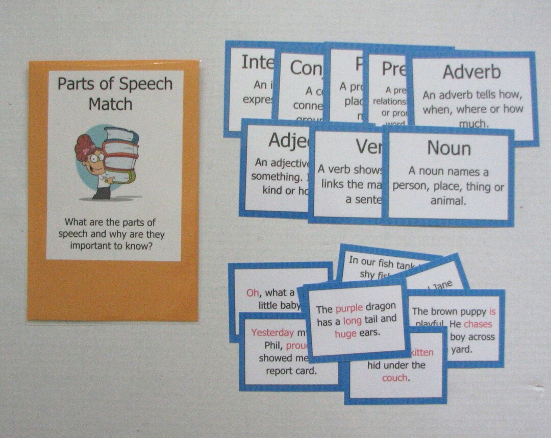 Teacher Made Literacy Center Learning Resource Game Parts of Speech ...