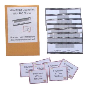 Educational Math Center Resource Game Identifying Quantities with 100 Blocks