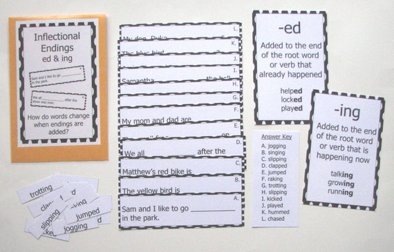 Inflectional Endings Anchor Chart