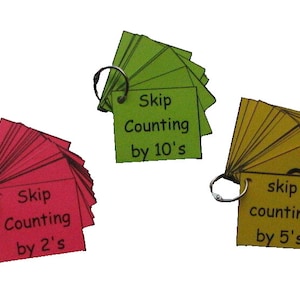 Educational Learning Math Resource Skip Counting Facts Flash Card Rings 2&#39;s, 5&#39;s & 10&#39;s