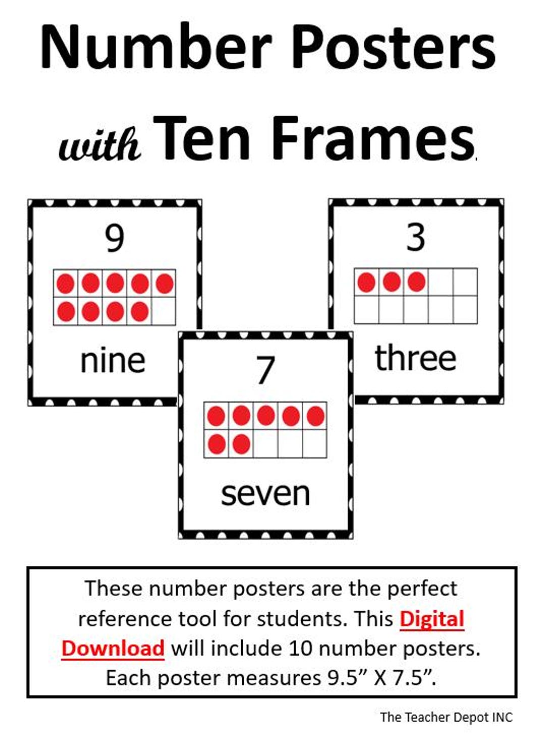 Number Posters With Ten Frames Digital Download Teacher Made ...