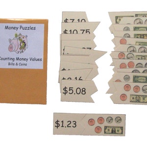 Educational Math Center Resource Game Money Puzzles Counting Coins & Bills
