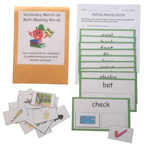 Teacher Made Vocabulary Center Educational Resource Game Multi-Meaning Words