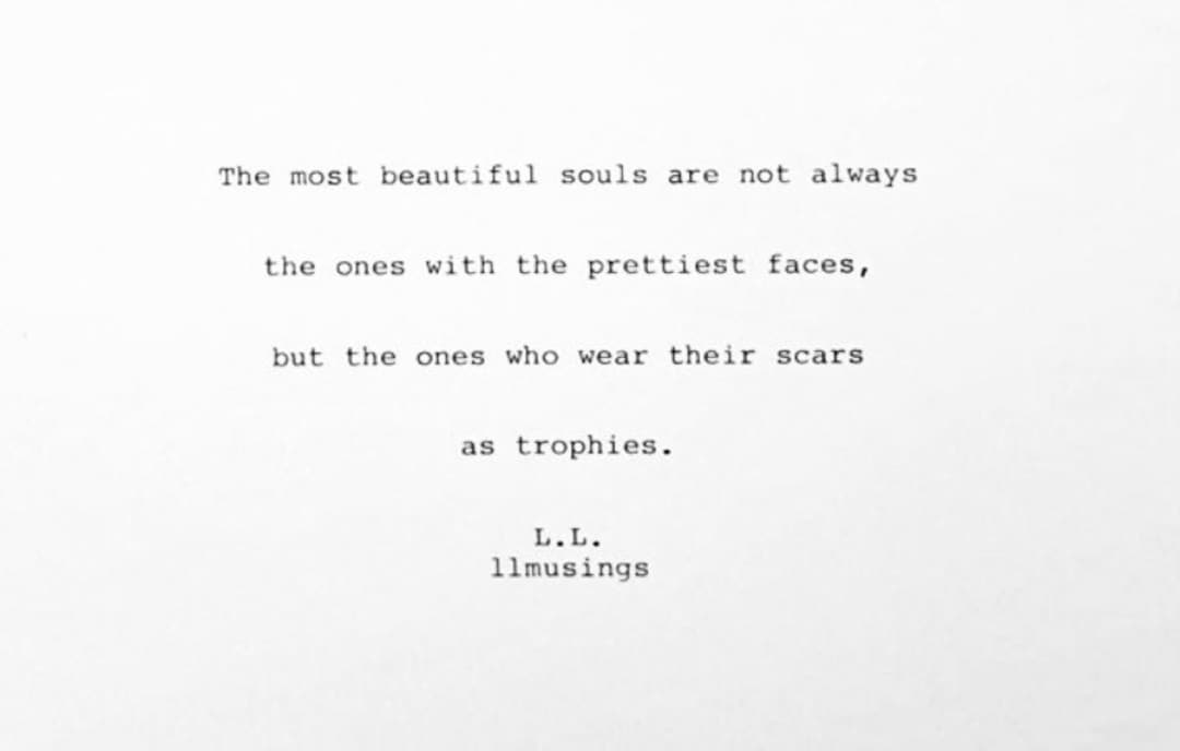 Most Beautiful Souls 5x7 Handtyped and Signed Poem by L.L. llmusings