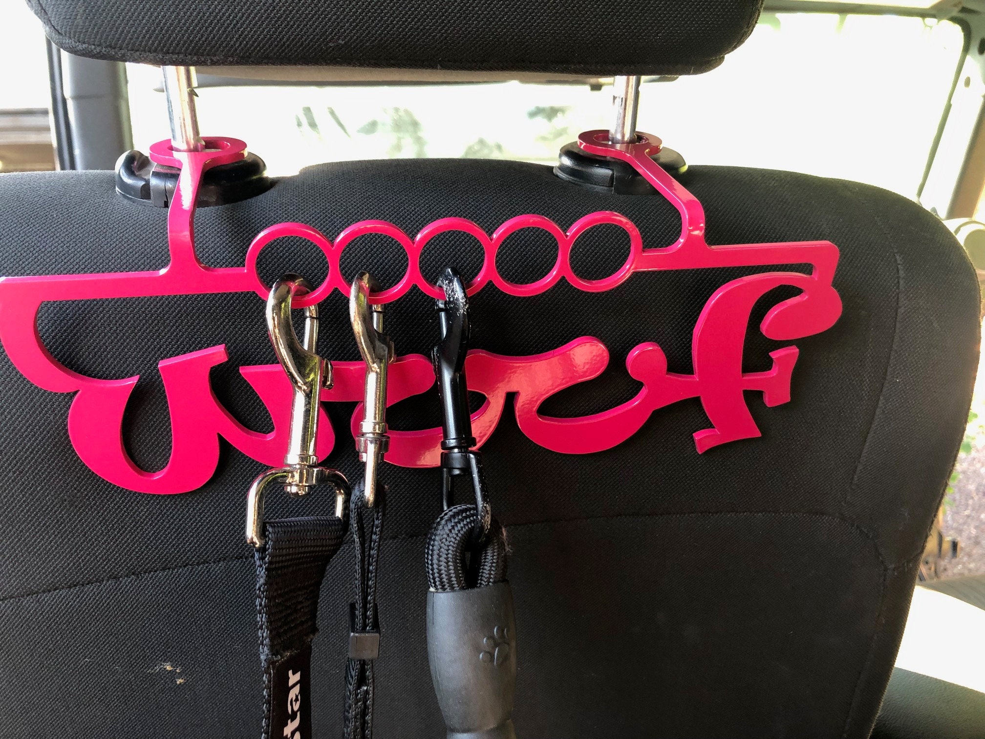 Dog Leash Holder, Headrest Mounted, WOOF Etsy UK