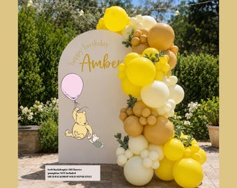Kit para Guirlanda de Balões Amarelos | Arco de Balões para Aniversário Inspirado no Ursinho Pooh | Guirlanda de Balões DIY em Amarelo Mel e Marfim | Kit de Balões para Chá de Bebê