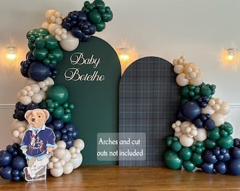 Polo Bear Balloon Garland Kit | Preppy Baby Shower Decor | Navy Green Balloon Arch Kit | Teddy Bear Baby Shower | Boy Baby Shower Decor