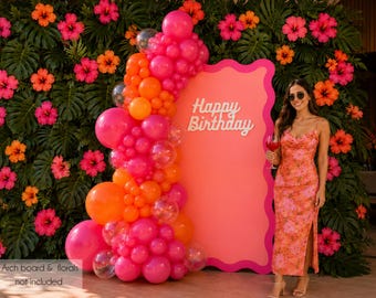 Kit de guirnalda de globos tropicales / Kit de arco de globos orgánico para armar / Globos de fiesta rosa fucsia y naranja / Decoración de cumpleaños estilo luau hawaiano / Fiesta de verano
