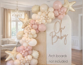 DIY Lux kustballonggirlang-kit, DIY babyshowerbåge, brudduschgirlang, strandtemafestdekor, snäckskalstjärnballonger
