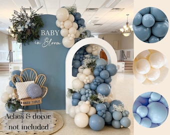 Kit fai da te per ghirlanda blu polvere / Decorazioni per feste "Baby in Bloom" / Kit arco di palloncini blu per compleanno / Decorazioni per baby shower per maschietto
