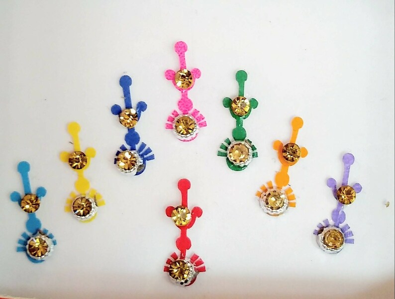 2packs 16 Colorful Long Indian Bindifestival Face Etsy