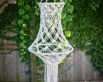 Macrame Chandelier Lantern with Fringe, Boho Wedding Decor