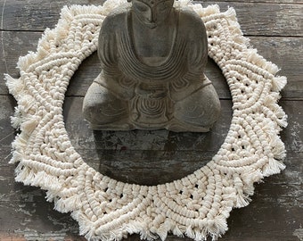 Christmas Macrame Wreath, Snowflake Mandala, Holiday Wall Hanging