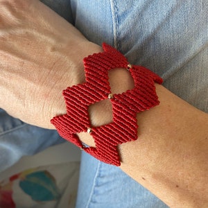 Zig Zag Macrame Cuff Bracelet, Statement Bracelet, Macrame Accessory