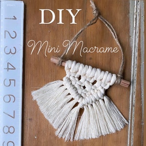 DIY Mini MACRAME KIT, Christmas Ornament, Mini Macrame Wall Hanging, Macrame Tutorial, College Care Package, Wedding Favor, Gifts under 10