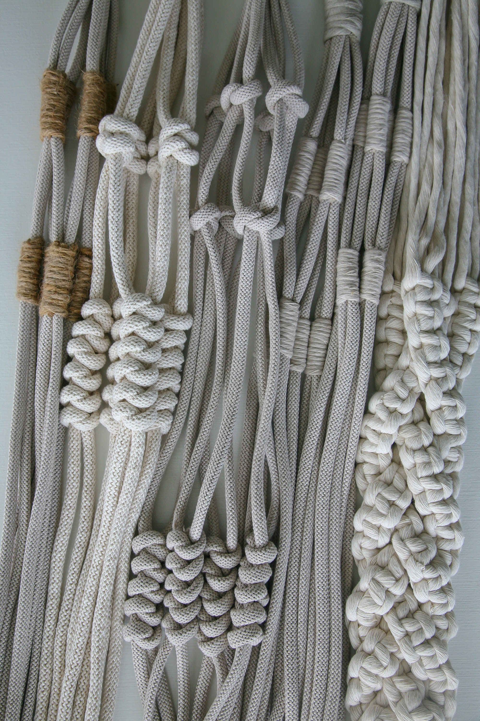 Chunky Rope Recycled Fiber Large Plant Hanger With Wooden Ring | Etsy