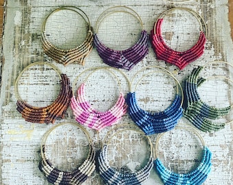 Micro Macrame Boho Chic Hoop Earrings